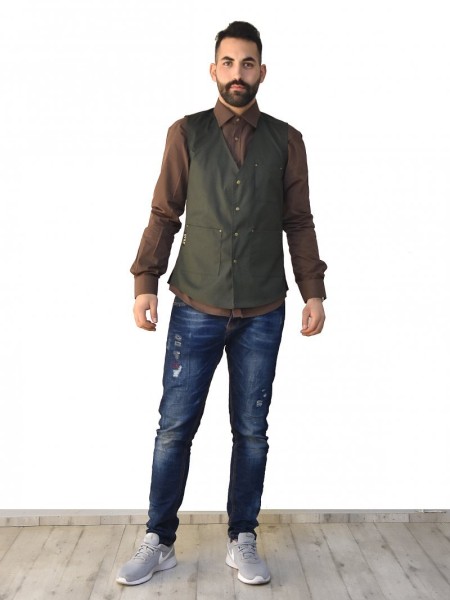 Επαγγελματικό Γιλέκο Λαδί Με Ανοξείδωτα Αξεσουάρ Επαγγελματικό Γιλέκο Λαδί Με Ανοξείδωτα Αξεσουάρ