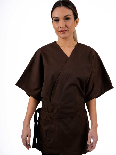 Μπλούζα Αισθητικής Καφέ με Δέσιμο Στη Μεση Μπλούζα Αισθητικής Καφέ με Δέσιμο Στη Μεση