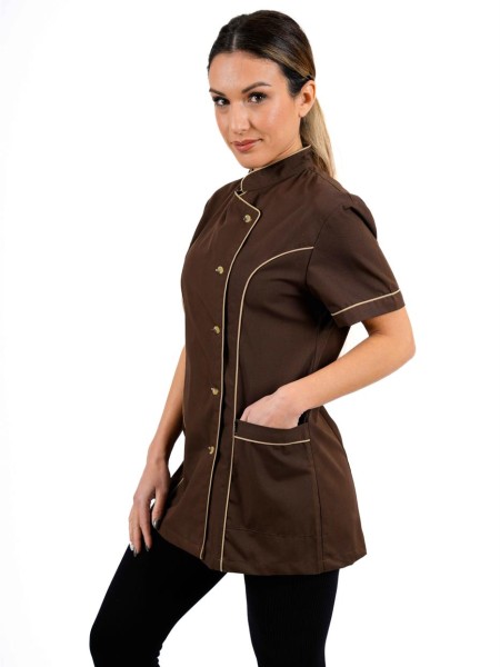 Μπλούζα Αισθητικής Καφέ με Κουμπιά Μπλούζα Αισθητικής Καφέ με Κουμπιά
