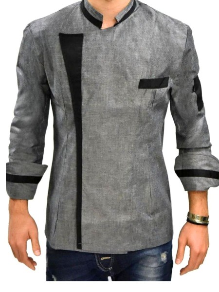 Μπλούζα Chef Γκρι με Μαύρες Λεπτομέρειες Μπλούζα Chef Γκρι με Μαύρες Λεπτομέρειες