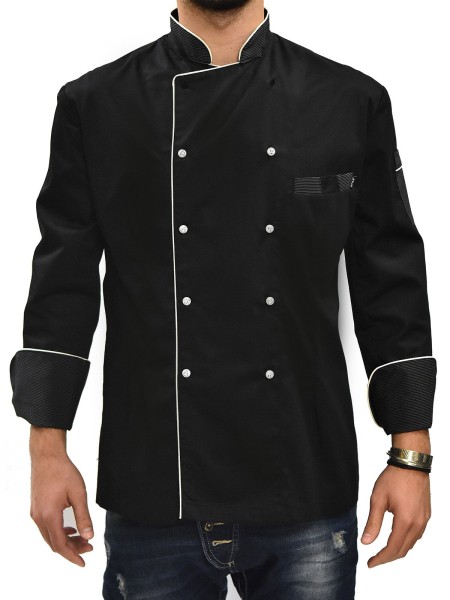 Μπλούζα Chef Μαύρη Με Ριγέ Λεπτομέρειες Μπλούζα Chef Μαύρη Με Ριγέ Λεπτομέρειες