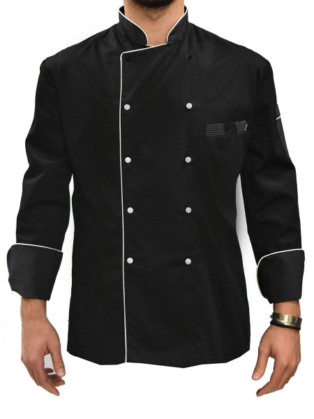 Μπλούζα Chef Μαύρη Με Ριγέ Λεπτομέρειες Μπλούζα Chef Μαύρη Με Ριγέ Λεπτομέρειες