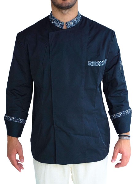 Μπλούζα Chef Μαύρη Με Σχέδιο Και Τρουκς Μπλούζα Chef Μαύρη Με Σχέδιο Και Τρουκς