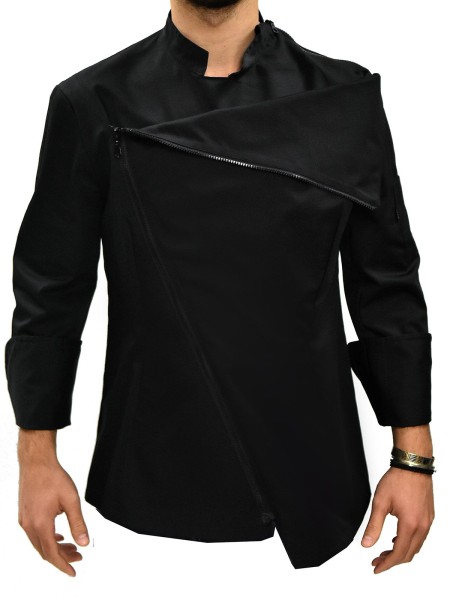 Μπλούζα Chef Μακρυμάνικη Μαύρη Ασύμμετρη Με Φερμουάρ Μπλούζα Chef Μακρυμάνικη Μαύρη Ασύμμετρη Με Φερμουάρ