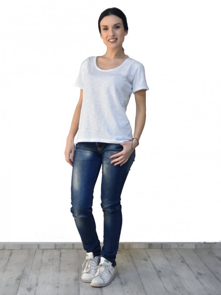 Μπλούζα Μακό Γυναικεία Λευκή Με Ξεφτι Μπλούζα Μακό Γυναικεία Λευκή Με Ξεφτι