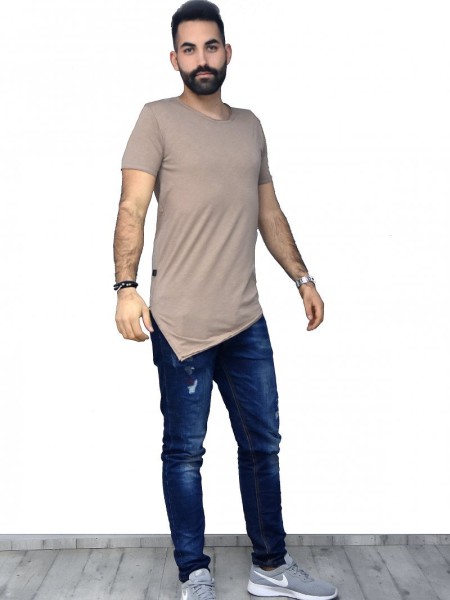 Μπλούζα Μακό Κοντομάνικη Μπεζ Ασύμμετη Μπλούζα Μακό Κοντομάνικη Μπεζ Ασύμμετη