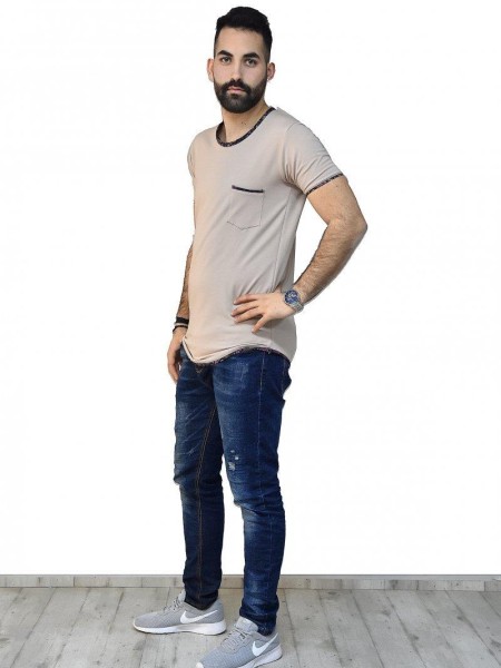 Μπλούζα Μακό Μπεζ Με Σχέδιο Και Τσέπη Μπλούζα Μακό Μπεζ Με Σχέδιο Και Τσέπη