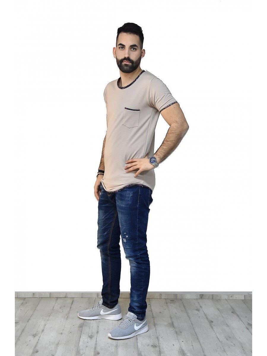 Μπλούζα Μακό Μπεζ Με Σχέδιο Και Τσέπη Μπλούζα Μακό Μπεζ Με Σχέδιο Και Τσέπη