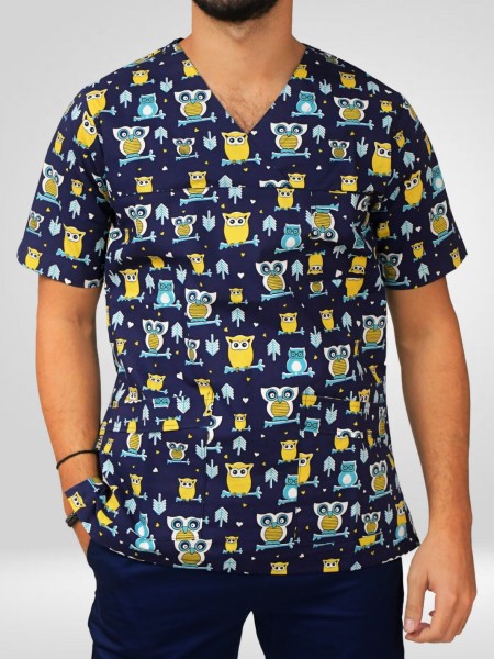 Μπλούζα Νοσηλευτών Με Σχέδιο Κουκουβάγια Μπλούζα Νοσηλευτών Με Σχέδιο Κουκουβάγια