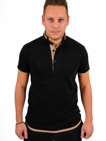 Μπλούζα Πολο Μαύρη με Μπεζ Μπλούζα Πολο Μαύρη με Μπεζ