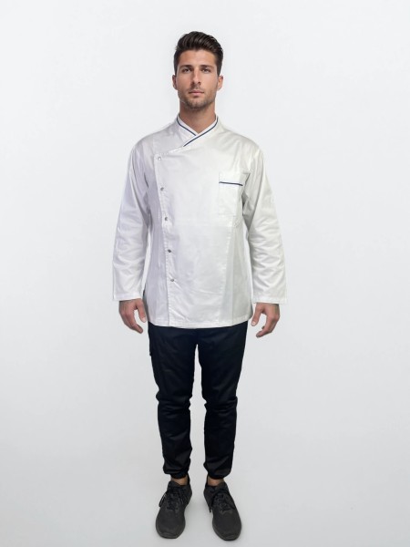 Μπλούζα Σεφ Μακρυμάνικη Σταυρωτή Με Μπλε Ρέλι Μπλούζα Σεφ Μακρυμάνικη Σταυρωτή Με Μπλε Ρέλι