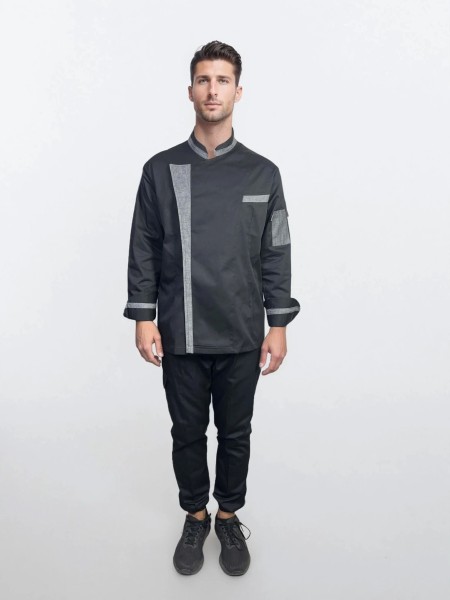 Μπλούζα Chef Μαύρη με Γκρι Λεπτομέρειες Μπλούζα Chef Μαύρη με Γκρι Λεπτομέρειες