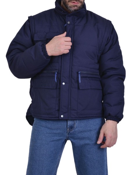 Μπουφάν Εργασίας Μπλε Με Αποσπώμενα Μανίκια Μπουφάν Εργασίας Μπλε Με Αποσπώμενα Μανίκια