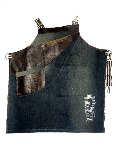 Ολόσωμη Ποδιά Χιαστί Ασύμμετρη Τζιν & Καφέ Δέρμα Ολόσωμη Ποδιά Χιαστί Ασύμμετρη Τζιν & Καφέ Δέρμα