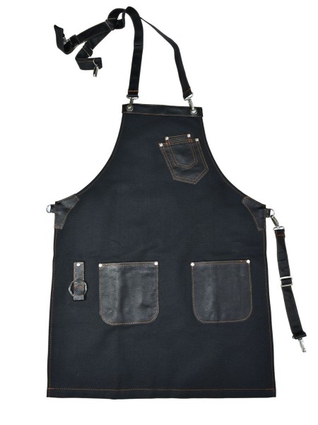 Ολόσωμη Ποδιά Χιαστί Μαύρη Με Δέρμα Ολόσωμη Ποδιά Χιαστί Μαύρη Με Δέρμα