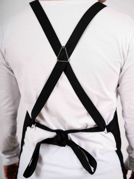 Ολόσωμη Ποδιά Χιαστί Μαύρη Με Διπλή Τσέπη Ολόσωμη Ποδιά Χιαστί Μαύρη Με Διπλή Τσέπη