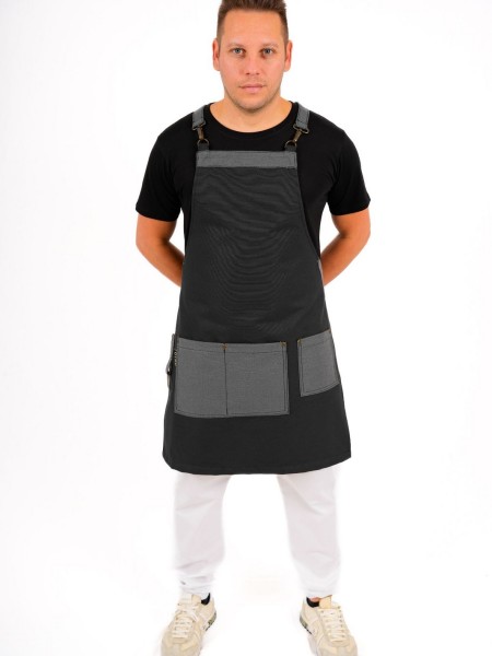 Ολόσωμη Ποδιά Χιαστί Μαύρη Με Γκρι Ολόσωμη Ποδιά Χιαστί Μαύρη Με Γκρι