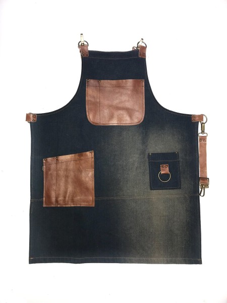 Ολόσωμη Ποδιά Χιαστί Μπλε Τζιν & Δέρμα Ταμπά Ολόσωμη Ποδιά Χιαστί Μπλε Τζιν & Δέρμα Ταμπά