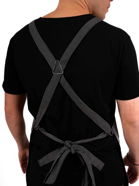 Ολόσωμη Ποδιά Χιαστί Ριγέ Λευκή Με Διπλή Τσέπη Ολόσωμη Ποδιά Χιαστί Ριγέ Λευκή Με Διπλή Τσέπη