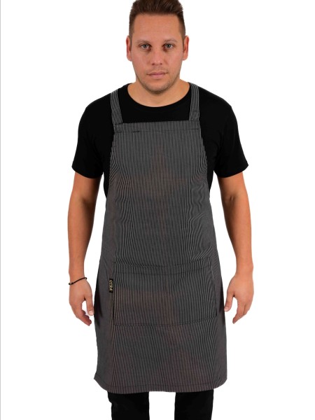 Ολόσωμη Ποδιά Χιαστί Ριγέ Λευκή Με Διπλή Τσέπη Ολόσωμη Ποδιά Χιαστί Ριγέ Λευκή Με Διπλή Τσέπη