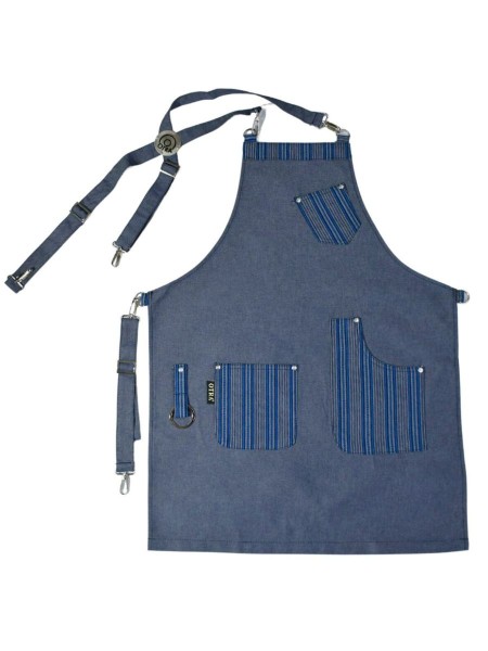 Ολόσωμη Ποδιά Χιαστί Τζιν Με Μπλε Ρίγα Ολόσωμη Ποδιά Χιαστί Τζιν Με Μπλε Ρίγα