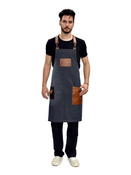 Ολόσωμη Ποδιά Χιαστί Τζιν Μπλε Με Ταμπά Ολόσωμη Ποδιά Χιαστί Τζιν Μπλε Με Ταμπά