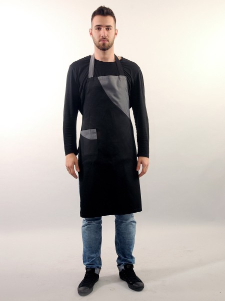 Ολόσωμη Ποδιά Λαιμού Μαύρη Με Γκρι Ολόσωμη Ποδιά Λαιμού Μαύρη Με Γκρι