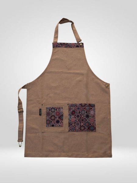 Ολόσωμη Ποδιά Λαιμού Μπεζ Καμβάς Με Σχέδιο Ολόσωμη Ποδιά Λαιμού Μπεζ Καμβάς Με Σχέδιο