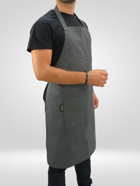 Ολόσωμη Ποδιά Λαιμού Ριγέ Λευκό Και Μαύρο Ολόσωμη Ποδιά Λαιμού Ριγέ Λευκό Και Μαύρο