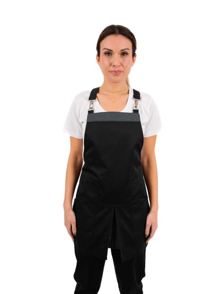 Ολόσωμη Ποδιά Μαύρη Με Κουφωτή Και Γκρι Ρίγα Ολόσωμη Ποδιά Μαύρη Με Κουφωτή Και Γκρι Ρίγα