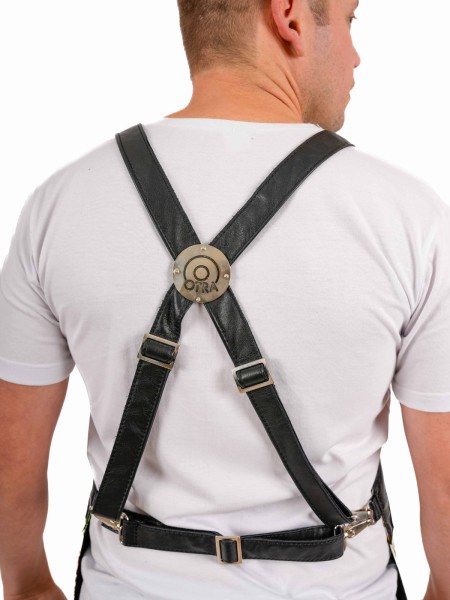 Ολόσωμη Ποδιά Με Σχέδιο Και Δερμάτινες Λεπτομέρειες Ολόσωμη Ποδιά Με Σχέδιο Και Δερμάτινες Λεπτομέρειες