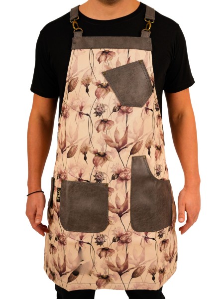 Ολόσωμη Ποδιά Με Σχέδιο Παπαρούνες Και Γκρι Δέρμα Ολόσωμη Ποδιά Με Σχέδιο Παπαρούνες Και Γκρι Δέρμα