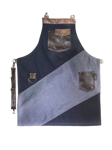 Ολόσωμη Ποδιά Μπλε Τζιν Με Καφέ Τεχνόδερμα Ολόσωμη Ποδιά Μπλε Τζιν Με Καφέ Τεχνόδερμα