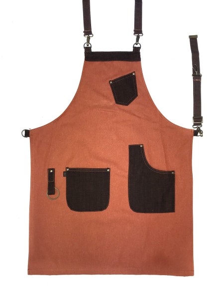 Ολόσωμη Ποδιά Πορτοκαλί Καφέ Τσέπες Και Κόσμημα Ολόσωμη Ποδιά Πορτοκαλί Καφέ Τσέπες Και Κόσμημα