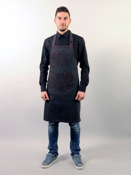 Ολόσωμη Ποδιά Σκούρο Τζιν Και Κόκκινη Ρίγα Ολόσωμη Ποδιά Σκούρο Τζιν Και Κόκκινη Ρίγα