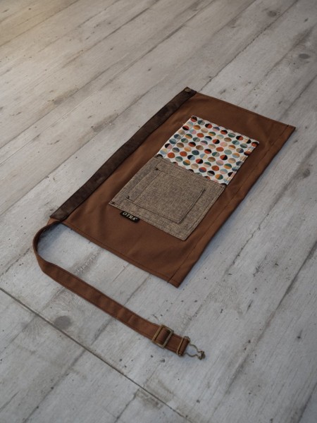 Ποδιά Μέσης Κοντή Καφέ Με Ψάθα Και Κύκλους Ποδιά Μέσης Κοντή Καφέ Με Ψάθα Και Κύκλους