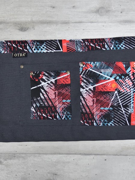 Ποδιά Μέσης Κοντή Με Γκρι Καμβάς Με Σχέδιο Ποδιά Μέσης Κοντή Με Γκρι Καμβάς Με Σχέδιο