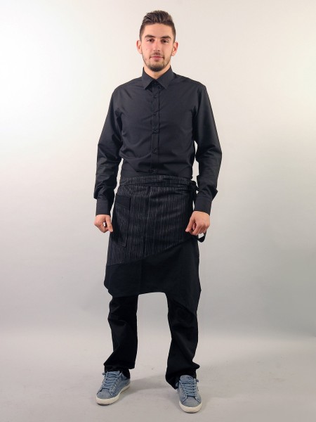 Ποδιά Μέσης Μακριά μαύρη Με Ριγέ Σχέδιο Ποδιά Μέσης Μακριά μαύρη Με Ριγέ Σχέδιο