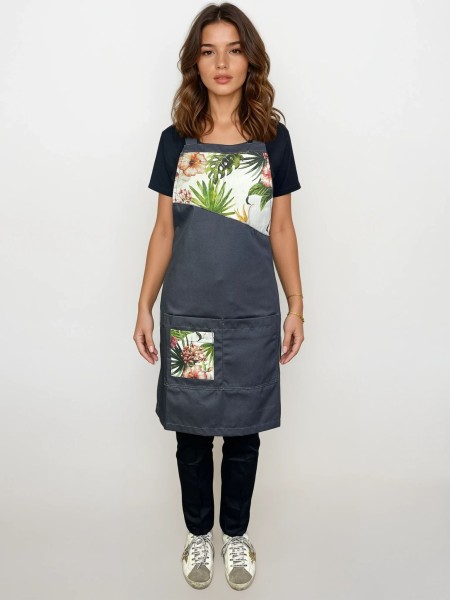 Ολόσωμη Ποδιά Χιαστί Γκρι Με Σχέδιο Ολόσωμη Ποδιά Χιαστί Γκρι Με Σχέδιο