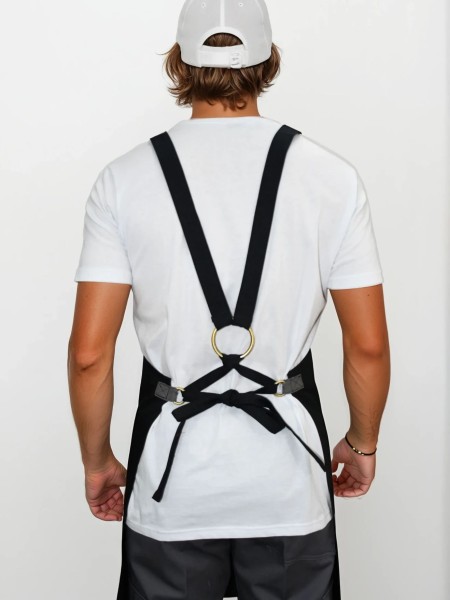 Ολόσωμη Ποδιά Χιαστί Καμβάς Μαύρη Με Γκρι Ολόσωμη Ποδιά Χιαστί Καμβάς Μαύρη Με Γκρι