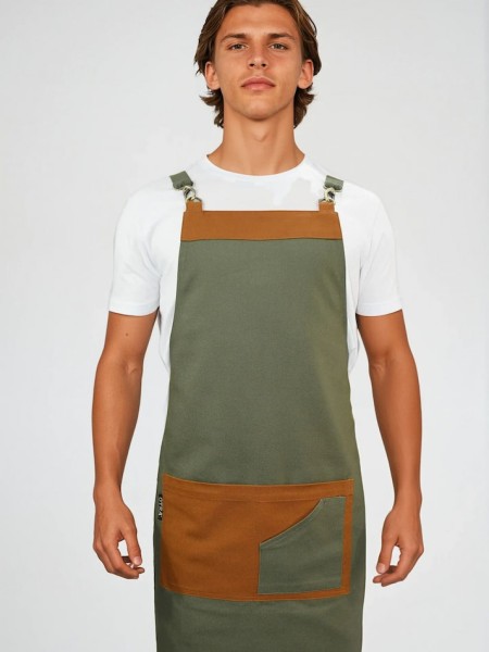 Ολόσωμη Ποδιά Χιαστί Λαδί Με Ταμπά Ολόσωμη Ποδιά Χιαστί Λαδί Με Ταμπά