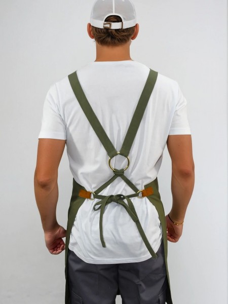 Ολόσωμη Ποδιά Χιαστί Λαδί Με Ταμπά Ολόσωμη Ποδιά Χιαστί Λαδί Με Ταμπά