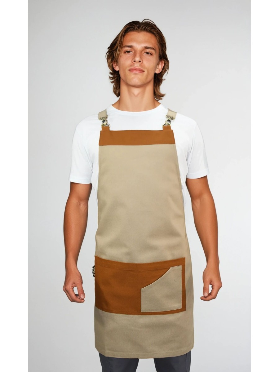 Ολόσωμη Ποδιά Χιαστί Μπεζ Με Ταμπά