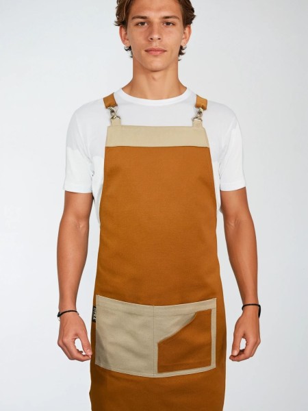 Ολόσωμη Ποδιά Χιαστί Πορτοκαλί Με Μπεζ Ολόσωμη Ποδιά Χιαστί Πορτοκαλί Με Μπεζ