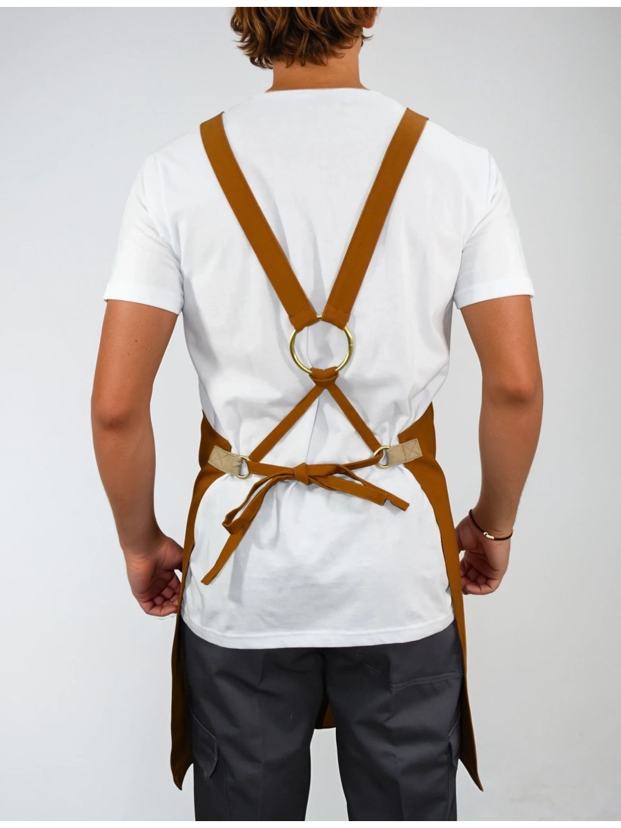 Ολόσωμη Ποδιά Χιαστί Πορτοκαλί Με Μπεζ