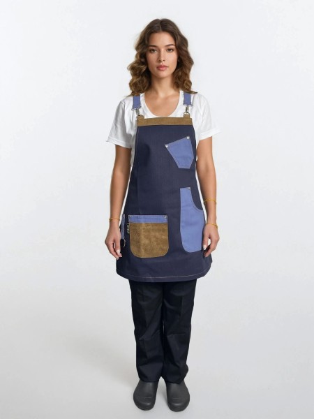 Ολόσωμη Ποδιά Χιαστί Τζιν Με Μπεζ Τεχνόδερμα Ολόσωμη Ποδιά Χιαστί Τζιν Με Μπεζ Τεχνόδερμα