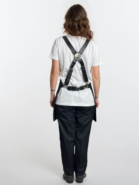 Ολόσωμη Ποδιά Λαιμού Μαύρη Με Δερμάτινες Λεπτομέρειες Ολόσωμη Ποδιά Λαιμού Μαύρη Με Δερμάτινες Λεπτομέρειες