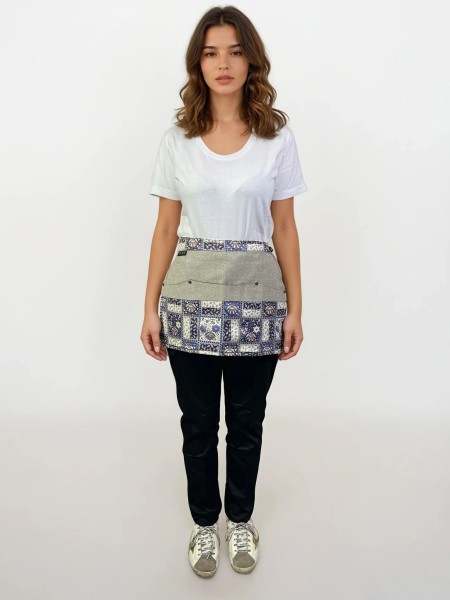 Ποδιά Μέσης Κοντή Οβάλ Εκρού Καμβάς Με Σχέδιο Καρό Ποδιά Μέσης Κοντή Οβάλ Εκρού Καμβάς Με Σχέδιο Καρό