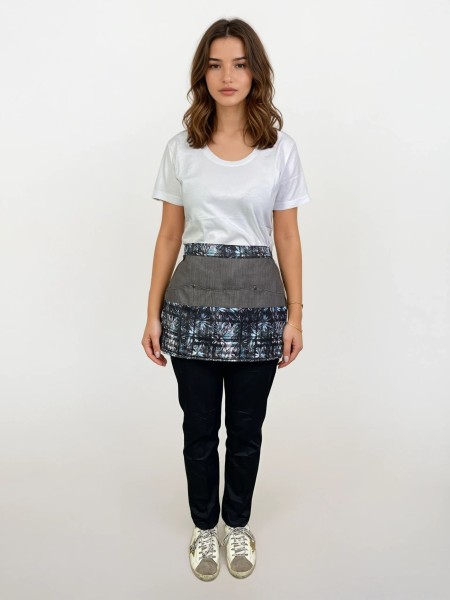 Ποδιά Μέσης Κοντή Οβάλ Τζιν Γκρι Με Μπλε Σχέδιο Ποδιά Μέσης Κοντή Οβάλ Τζιν Γκρι Με Μπλε Σχέδιο