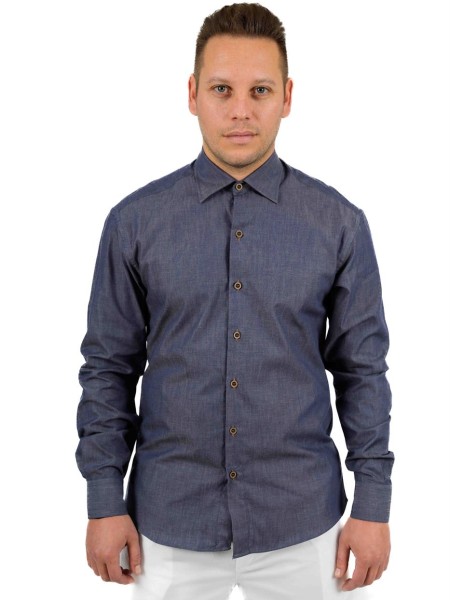 Πουκάμισο Αντρικό Με Πέτο Γιακά Μπλε Τζιν Πουκάμισο Αντρικό Με Πέτο Γιακά Μπλε Τζιν